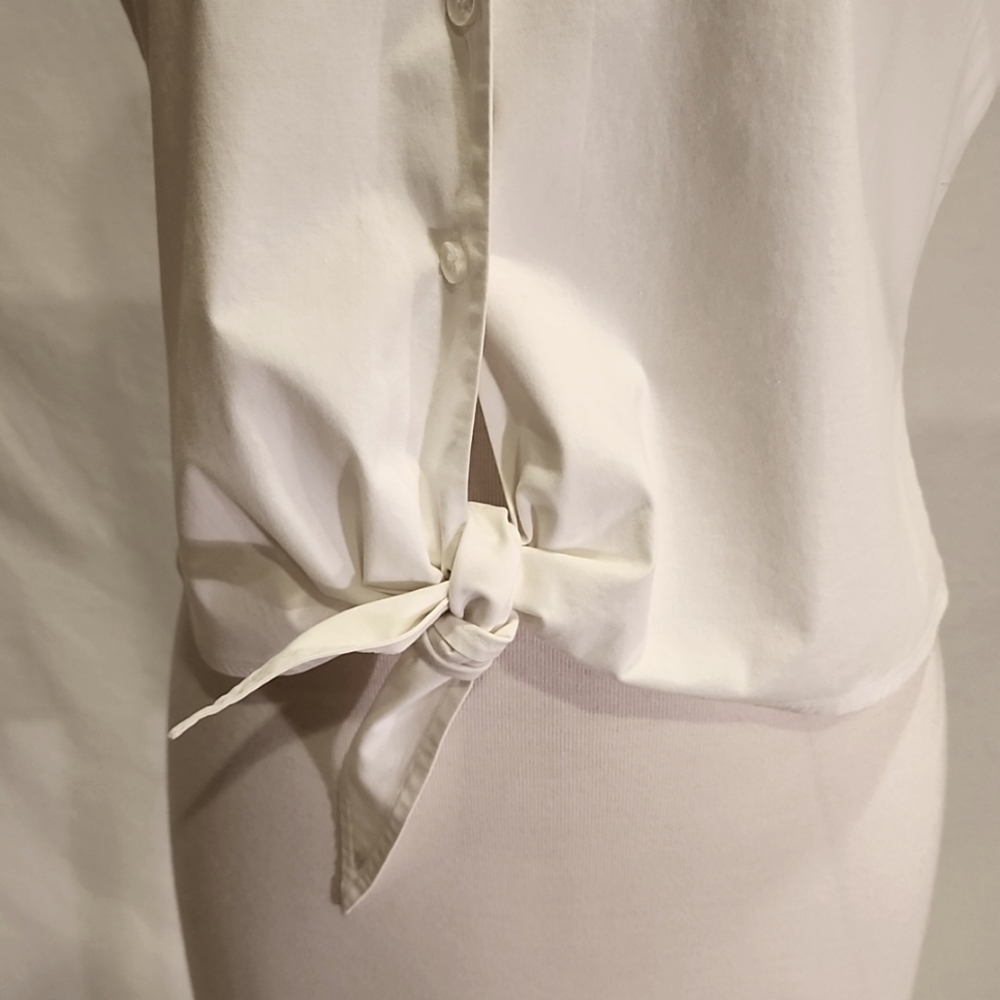 Cropped Tie Button-Down Shirt - image 8